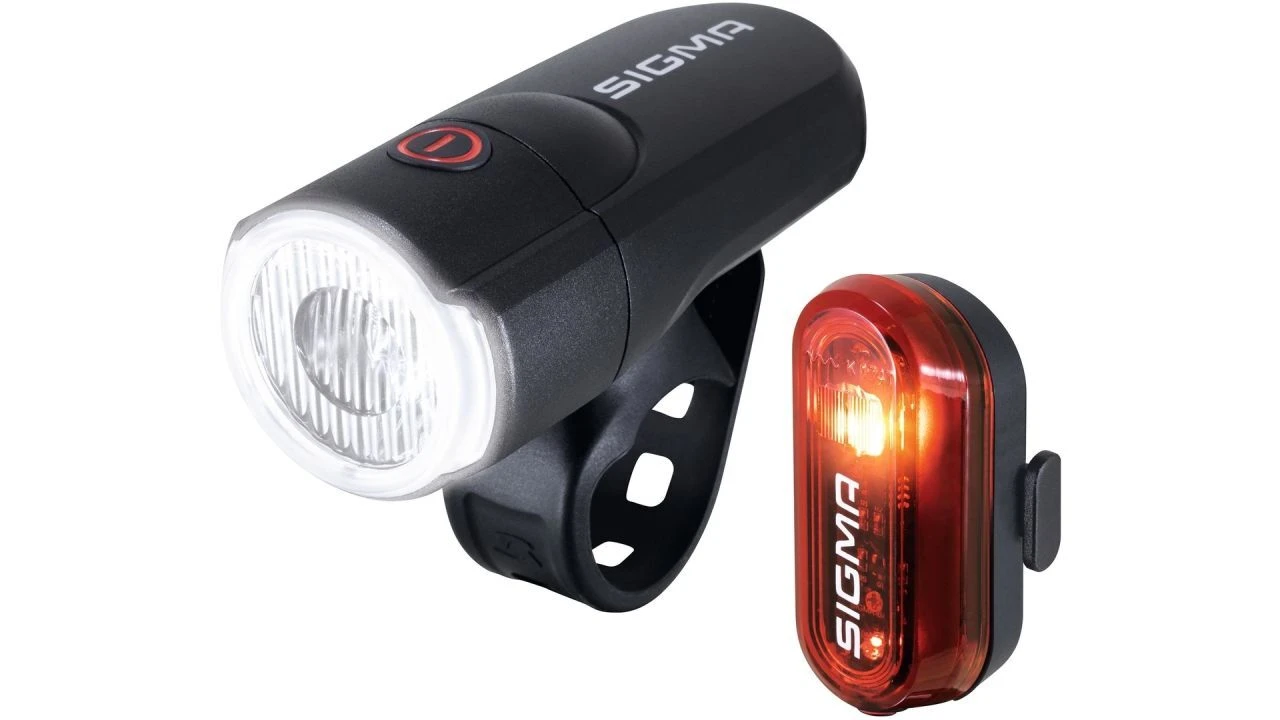 Sigma Sport Batterie-LED-Leuchten-Set Aura 30 / Curve 3 Sigma Sport Batterie-LED-Leuchten-Set Aura 30 / Curve